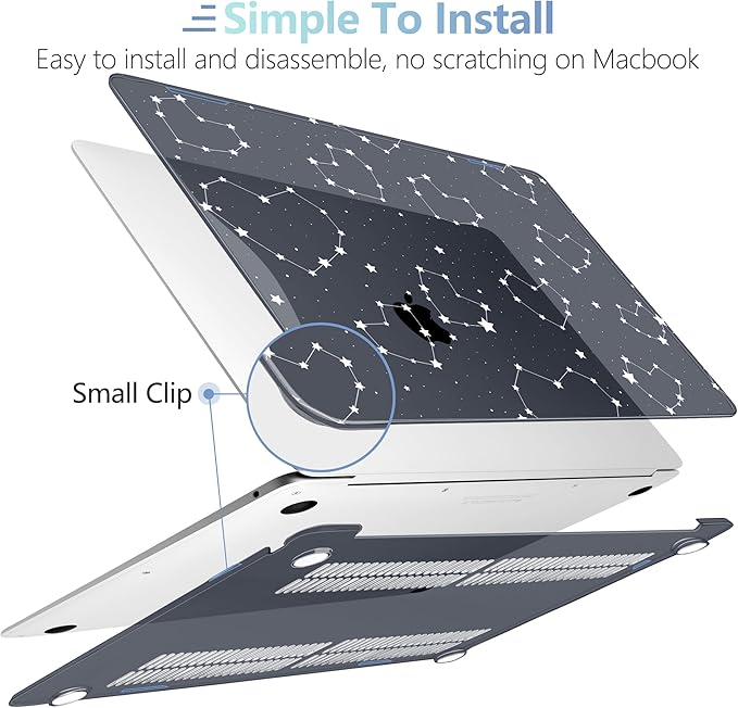 MEEgoodo for MacBook Air 13 inch Case 2021 2020 2019 2018 Released A2337 M1 A2179 A1932 with Touch ID, Plastic Hard Shell & Keyboard Cover Compatible with MacBook Air Case 13.3,Constellations & Hearts