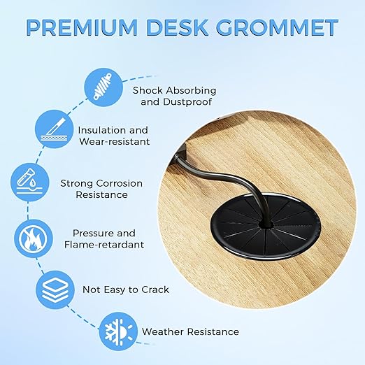 50 Pcs Cable Grommet, Snap Bushing 1/2" (13 mm) Mounting Diameter, Flexible Petal-Shaped Buckle Round Nylon Desk Grommet for Wires Through Countertop Cord Organizer and Protection, Black