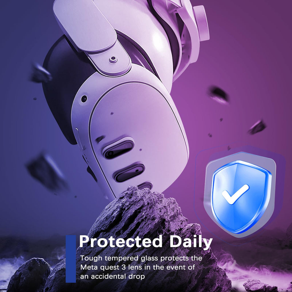 Deholto Camera Lens Protector for Oculus Meta Quest 3 Accessories, Thin 9H Tempered Glass, Alloy Frame, Anti-Scratch, Case Friendly, High Definition Lens Accessories (Black)