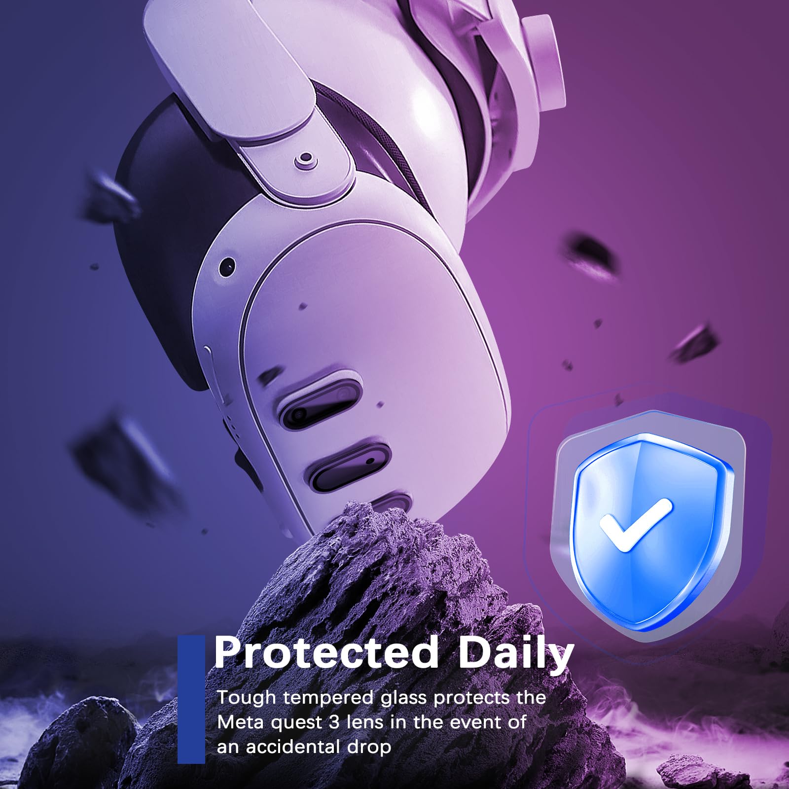 Deholto Camera Lens Protector for Oculus Meta Quest 3 Accessories, Thin 9H Tempered Glass, Alloy Frame, Anti-Scratch, Case Friendly, High Definition Lens Accessories (Black)