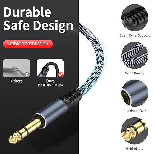 1/4 inch Extension Cable 30ft, 1/4" inch Male to Female Stereo Guitar Extension Cable