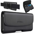 PiTau Holster for iPhone SE, 8, 7, 6s, 6, Premium Cell Phone Belt Holder Case with Clip Loops ID Card Carrying Pouch Cover, (Fits Apple Phone with Case on) Black Small