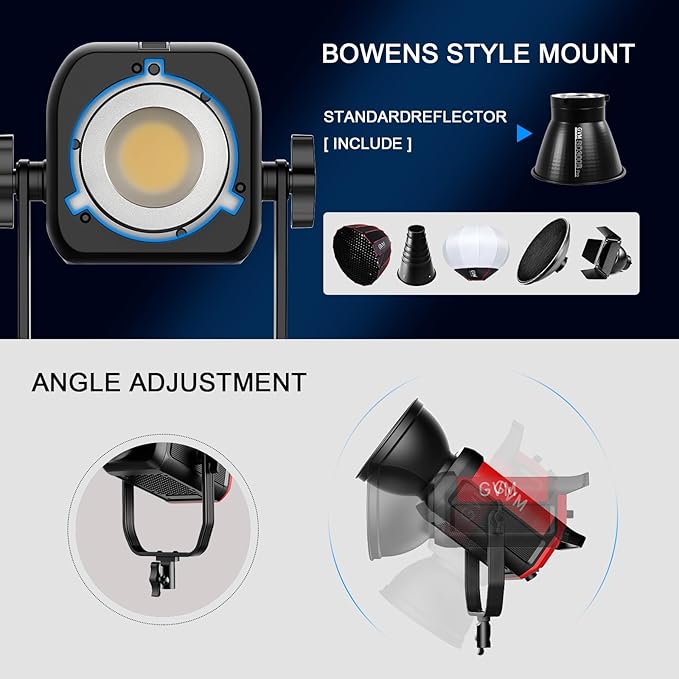 GVM 300W LED Video Light Kit with Softbox, CRI97+ Photography Lighting for Video Recording with Bowens Mount, 65000Lux/m Studio Lights with APP&DMX Control, 2700-6800K, 12 Scene Light