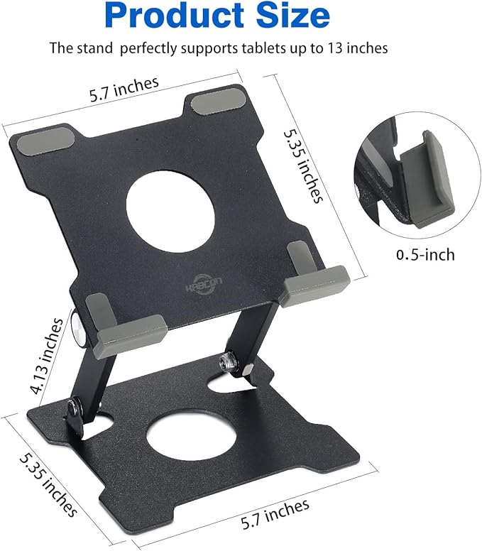 KABCON Tablet Stand,Tablet Holder for iPad,Adjustable Portable Multi Angle Desktop Stand Compatible with iPad Pro 9.7 10.5 12.9 Air Mini 1-4,Galaxy Tabs,Surface Pro Tablets,Kindle,E-Reader,Nexus
