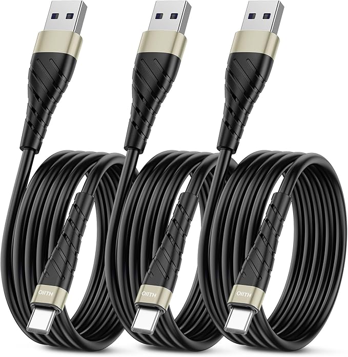 OIITH USB C Cable, 3FT 3Pack, Fast Charging, 3A, for iPhone 15/Plus/Pro/Pro Max, Samsung, Pad, Laptop, LG, Gold, 3.0ft Cable Length
