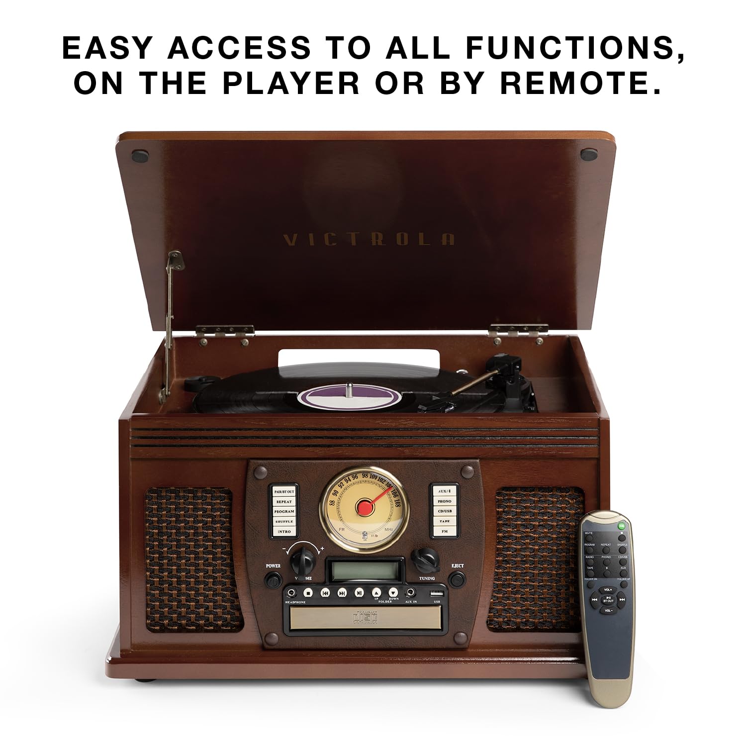 Victrola Navigator - 8-in-1 Bluetooth Record Player - Black