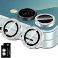 for Samsung Galaxy Z Flip 7 Camera Lens Protector, Individual Metal Ring Tempered Glass Lens Cover, [Strong Adsorption] Scratch Resistant Ultra-Thin HD Clear Lens Cover, 1 Set-Silvery Sparkly