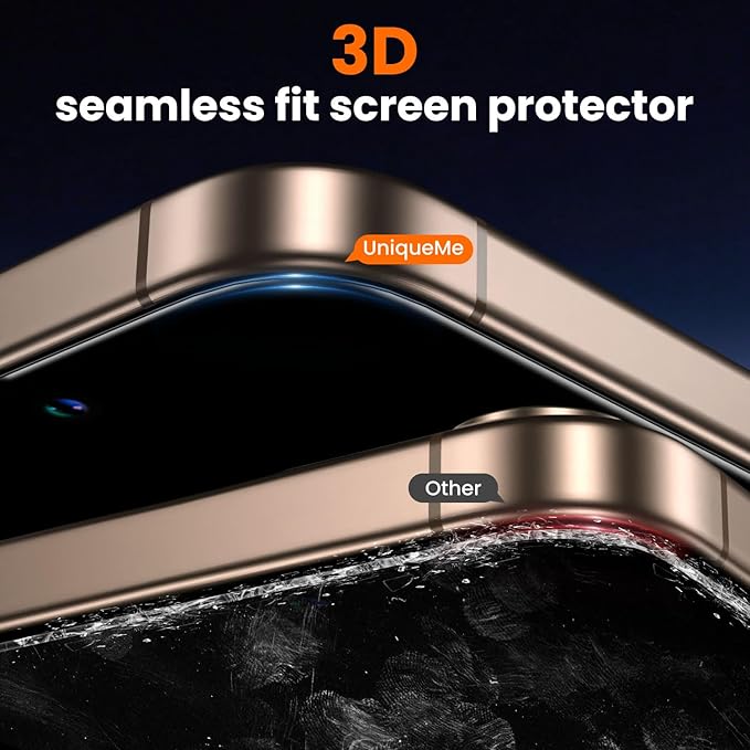 UniqueMe for iPhone 16 Pro Max Privacy Screen Protector, [Military Grade Shatterproof & 9H+ Hardness] Privacy Screen 16 Pro Max Tempered Glass Full Coverage Protection, 2 Packs