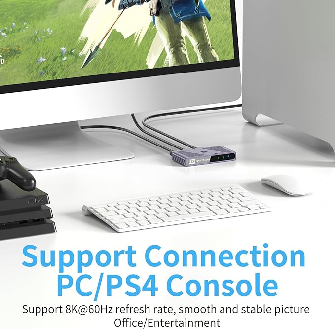 Video Selector Boxes， 8K@60Hz Splitter, bi-Directional 8K HD switcher 2 in 1 Out, Support 3D, HDR, Compatible with laptops, PC, Xbox Series, projectors, TV Monitors DSLR Cameras,