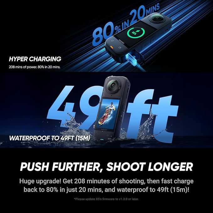 Insta360 X5 Lens Guards Bundle - Waterproof 8K 360° Action Camera, Leading Low Light, Invisible Selfie Stick Effect, Rugged & Replaceable Lens, 3-Hour Battery, Clear Audio, Stabilization