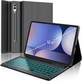 Galaxy Tab S9 FE+/ S9+ /S10+ 12.4 Inch Case with Keyboard, 7-Color Backlit Keyboard with S Pen Holder for Samsung Tab S10 Plus/S9FE Plus 5G 12.4" Black