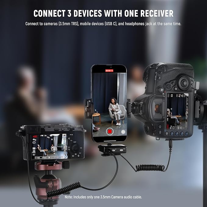 NEEWER CM28 Wireless Lavalier Microphone System with Charging Case, 2 Mic Clips, 1 Click Noise Canceling, 4GB Storage, 9H Playtime, Lavalier Lapel Mic Compatible with iPhone/Android/PC/Camera/iPad