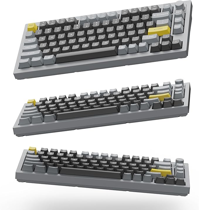 Keychron Q1 RGB Wired Custom Mechanical Keyboard Knob Version, 75% Layout QMK/VIA Programmable with Hot-swappable Gateron G Pro Blue Switch Double Gasket Compatible with Mac Windows Linux (Grey)