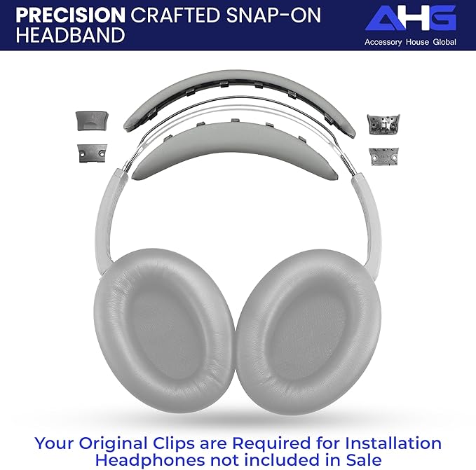 QC35 II Headband Pad Cushion Cover Compatible With Bose QuietComfort 35 Headphones (Grey) - Easy Clip-on Design, Premium PU, FlexiSoft High-Density Foam