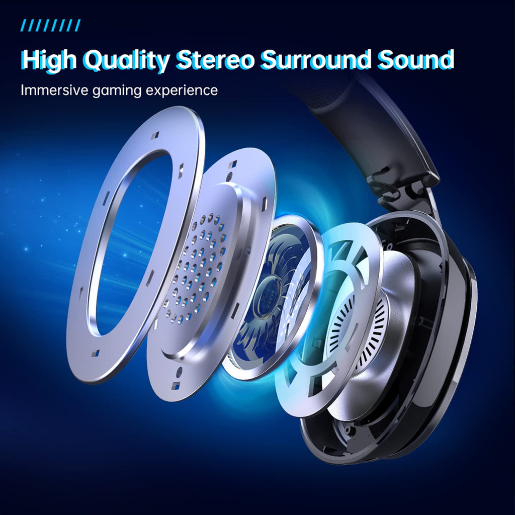 Gtheos 2.4GHz Wireless Gaming Headset for PC, PS4, PS5, Mac, Nintendo Switch, Bluetooth 5.2 Gaming Headphones with Noise Canceling Microphone, Stereo Sound, ONLY 3.5mm Wired Mode for Xbox Series-Black