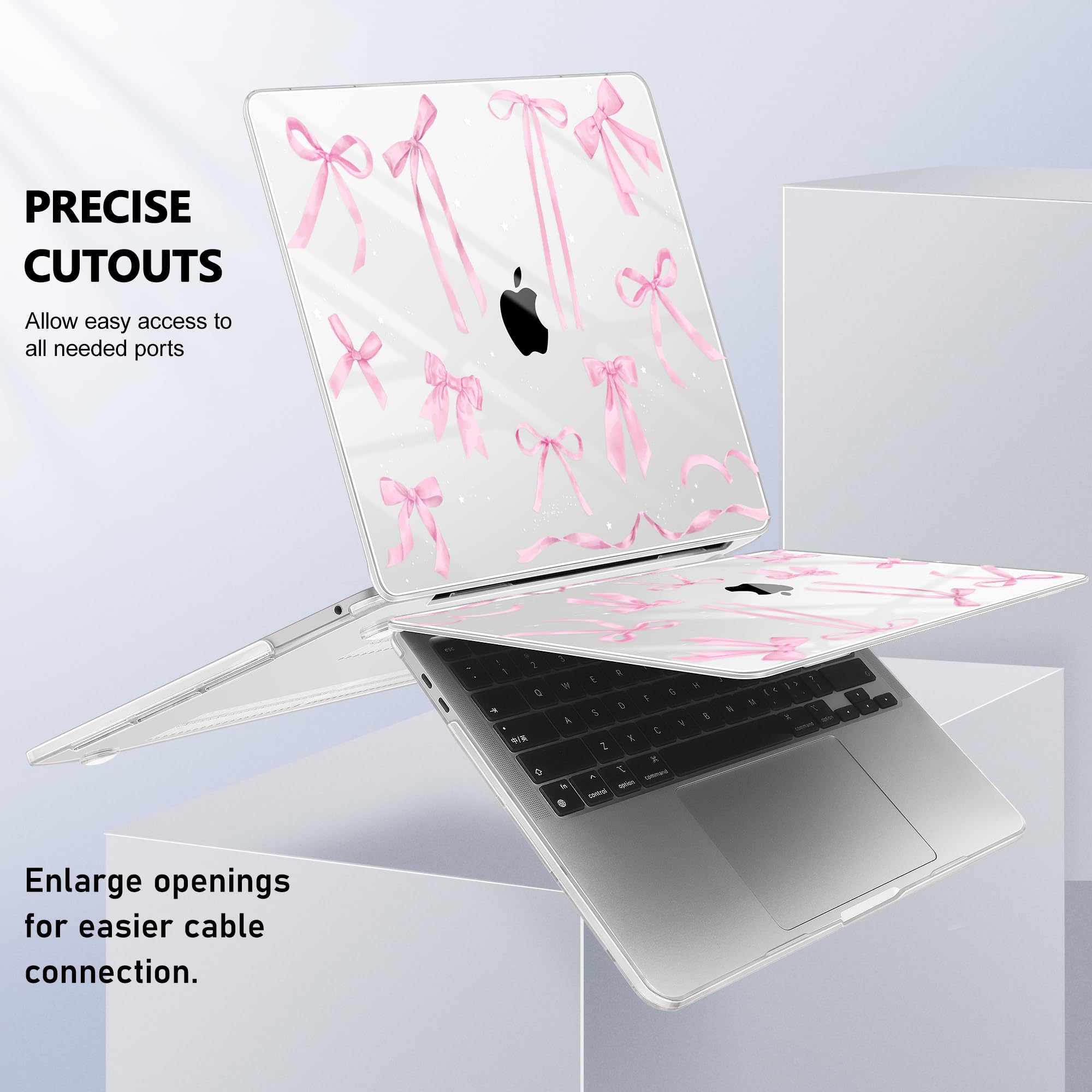 Lepeoac Case for MacBook Pro 13 inch Case M2 2022-2016 A2338 M1 A2251 A2289 A2159 A1989 A1708 A1706, Plastic Hard Shell + Keyboard Cover + Dust Plug, Bowknot