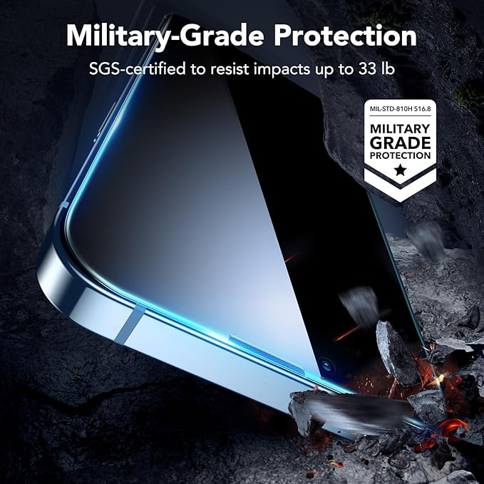 ESR 3 Pack for iPhone 14 Plus/13 Pro Max Privacy Screen Protector, Anti-spy Tempered-Glass Privacy Screen Protector, Micro-curved Edges, Case Friendly