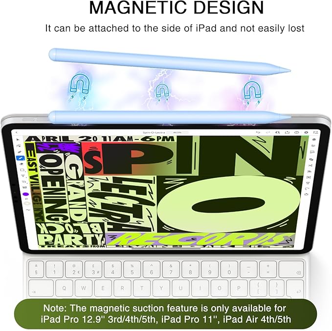 Pen for iPad 2018-2025, HATOKU 15 Mins Fast Charging Pencil 1st Gen with Tilt & Palm Rejection Compatible with iPad Air 3/4/5/M2/M3, iPad mini 5/6, iPad 6/7/8/9/10/11, iPad Pro 11"/12.9"/M4 (Blue)
