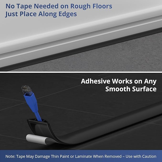 ZhiYo 10ft Cord Covers for Wires on Floor, Cord Hider Floor Hide Extension Cords, Soft PVC Cable Cover Cable Protector, Cable Cavity W0.62in H0.31in, Gray