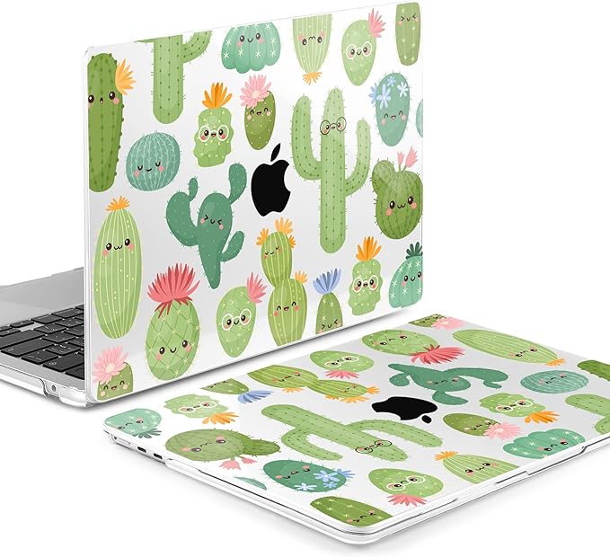 MEEgoodo Case for M4/M3/M2 MacBook Air 13.6 inch Case 2025 2024 2022, Fit Model A3240/A3113/A2681, Laptop Hard Shell with Keyboard Cover Compatible with MacBook Air 13 inch, Smiley Cactus
