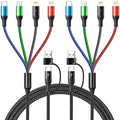 4 in 2 Multi Charging Cable 3.5A, [2Pack 6Ft] Multiple fast Charging Cord USB A/C to Type C/Micro USB/Lightning Universal Braided Charger Cable,Multi Charger for Cell Phones,iPhone,Galaxy and More