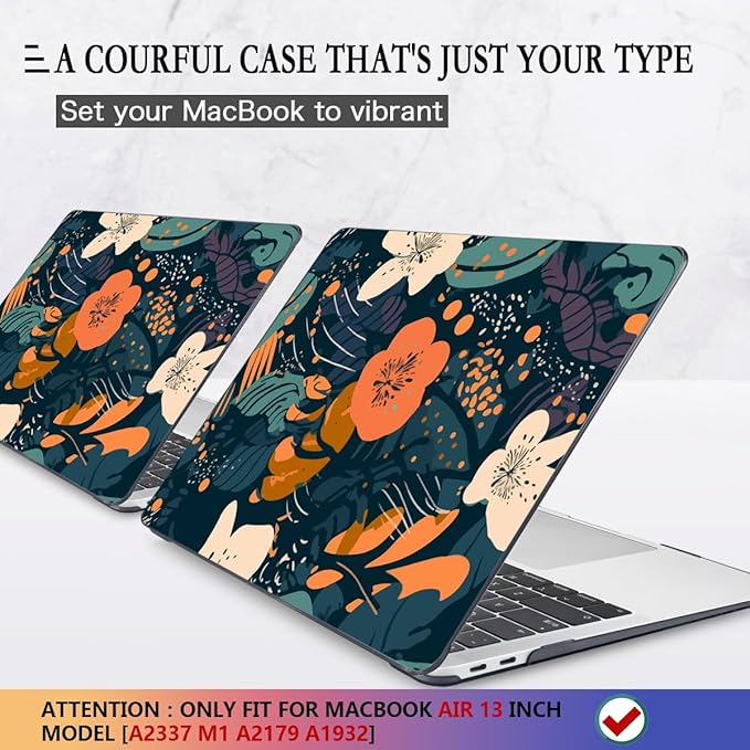 CISSOOK Compatible with MacBook Air 13 inch Case 2021 2020 2019 2018 Release M1 A2337 A2179 A1932, Plastic Flowers Hard Shell&Keyboard Cover&Screen Protector for MacBook Air 13" Case, Little Flower