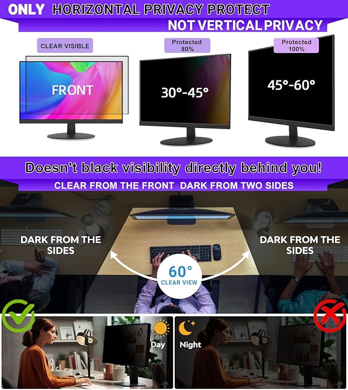 FILMEXT [2023 Upgrade Removable Computer Privacy Screen Filter for 28 inch Frameless Monitor, Anti Spy Blue Light Filter, Anti-Scratch, Easy On/Off Screen Protector for 16:9 Aspect Ratio