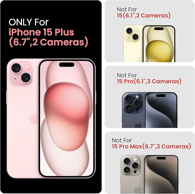 FireNova Designed for iPhone 15 Plus Case, Silicone [Camera Protection] Case with [2 Screen Protectors], Soft Anti-Scratch Microfiber Lining Inside, 6.7 inch, Plum