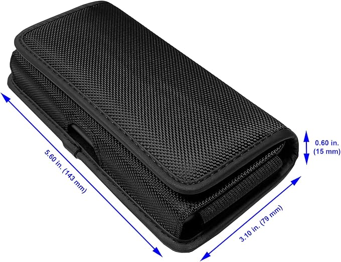Nylon Cellphone Holster for iPhone SE (2020/2022), 11 Pro, XS/X, 8/7/6S/6, Alcatel Insight, LG Aristo 2, Galaxy S10e - Horizontal Case Canvas Waist Carrying Pouch with Belt Clip/Loops, Black
