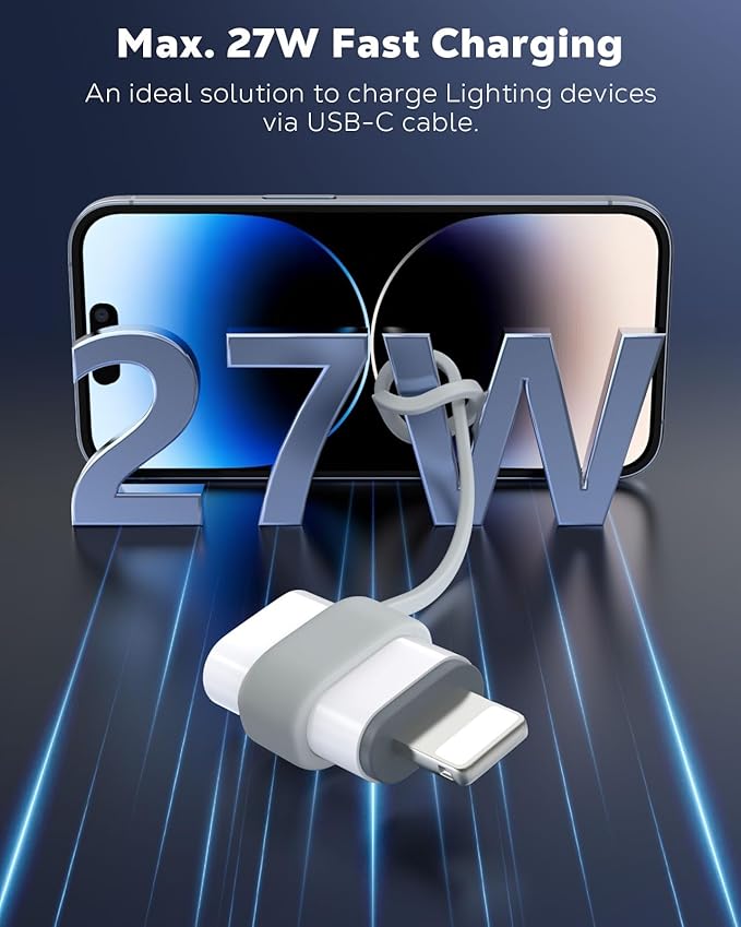 MoKo USB C to Lightning Adapter 4 Pack, Not for Audio/OTG, Lightning Male to USB C Female Adapter for iPhone 14/13/12/11/X Series, iPad/AirPods, Charging & Data Sync, with Anti-Lost Loop, White
