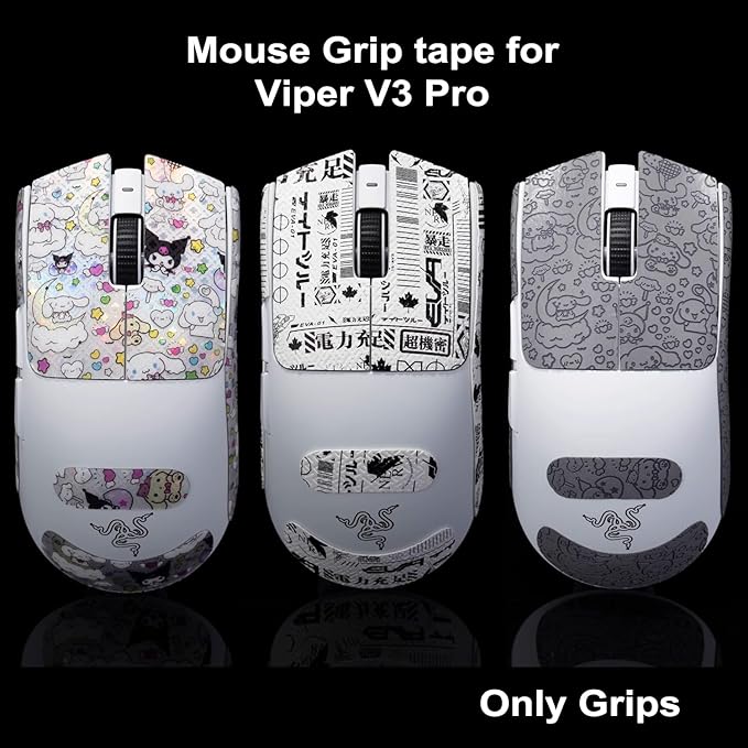 Grip Tape for Razer Viper V3 Pro - Anti-Slip,Enhanced Control, Sweat Resistance,Improves FPS Gaming Grip & Mouse Protection [Pre-Cut] Black