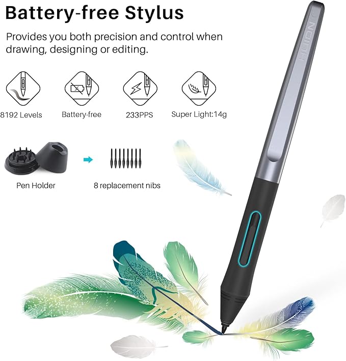 HUION Inspiroy H1060P Graphics Drawing Tablet with 8192 Pressure Sensitivity Battery-Free Stylus and 12 Customized Hot Keys, 10 x 6.25 inches Digital Art Tablet for Mac, Windows PC and Android