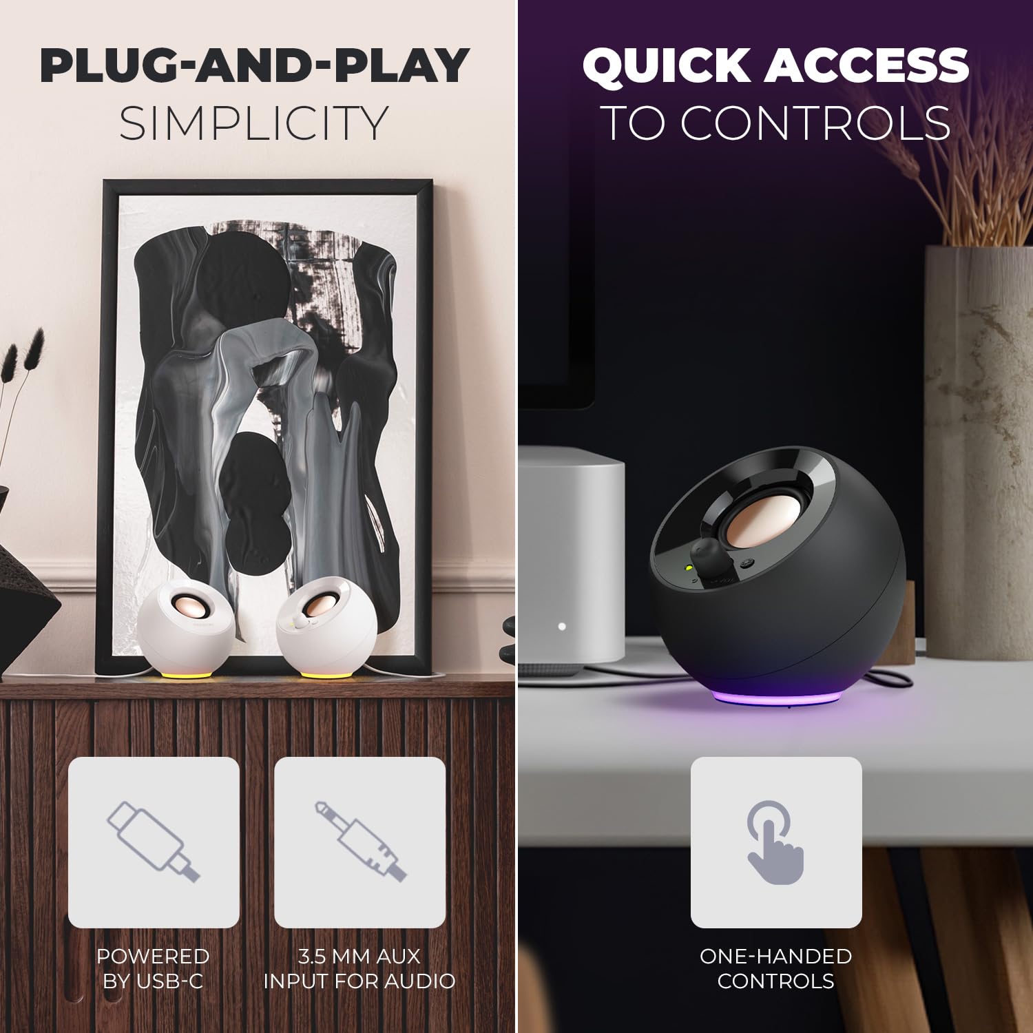 Creative Pebble SE 2.0 Desktop Speakers for PC/Laptop, White