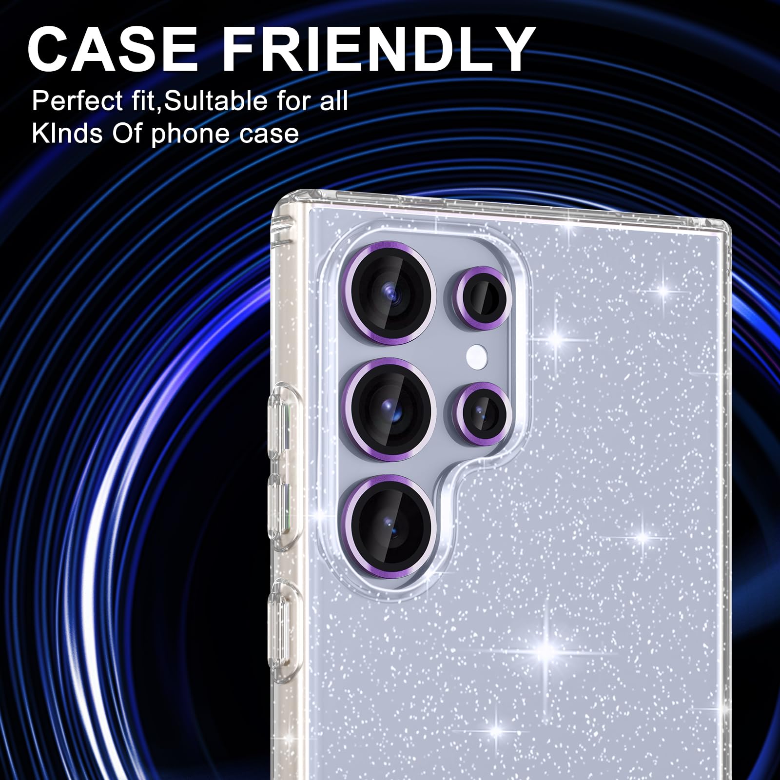 Avocase for Samsung Galaxy S25 Ultra Camera Lens Protector, Individual Metal Ring Tempered Glass Lens Cover, [Strong Adsorption] Scratch Resistant Ultra-Thin HD Clear Lens Cover, 1 Set-Purple