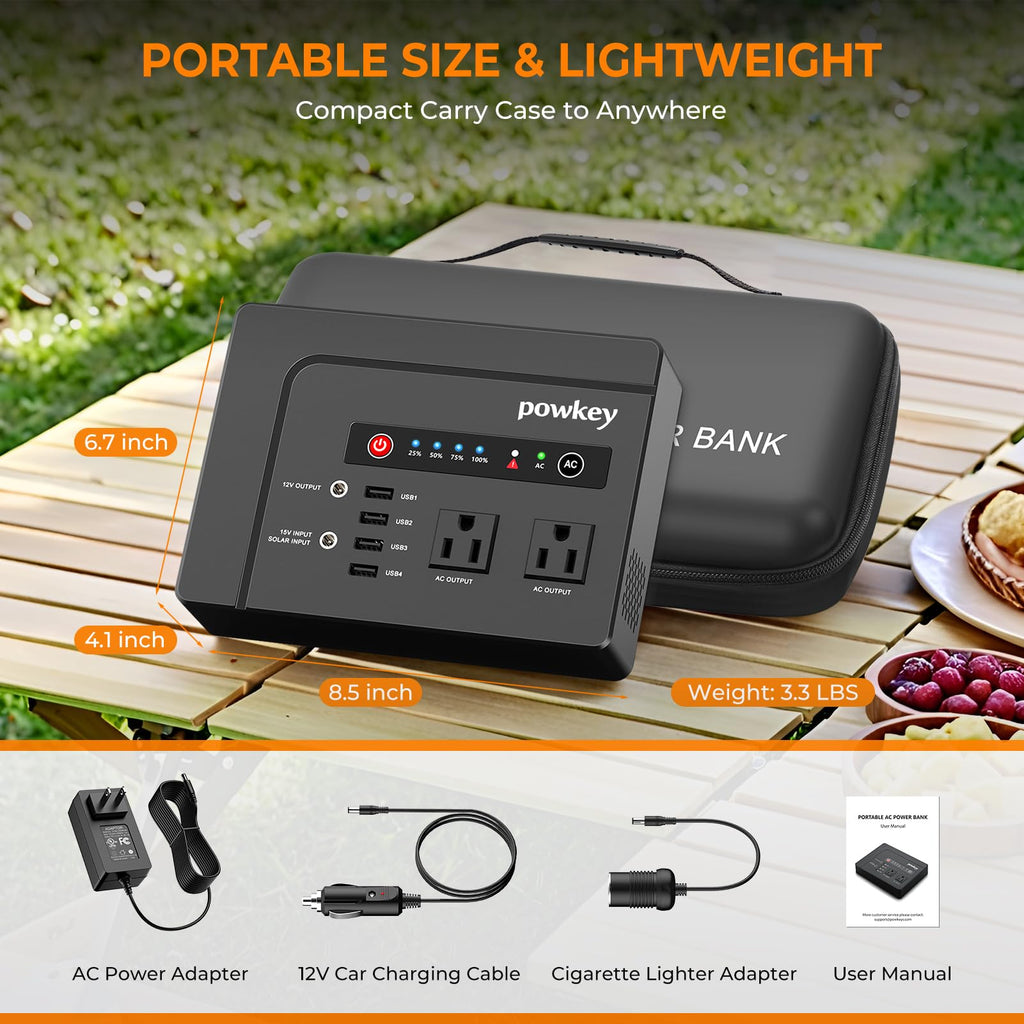 Portable Power Station 200W, Rechargeable Battery Powered with AC Outlet