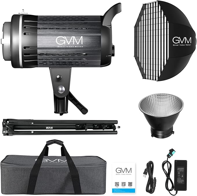 Bi-Color LED Video Light, GVM 200W Photography Lighting with Bowens Mount, Continuous LED Lighting Dimmable 3200K-5600K, CRI97+, APP Control System, YouTube, Portrait Studio Lighting Kit with Softbox
