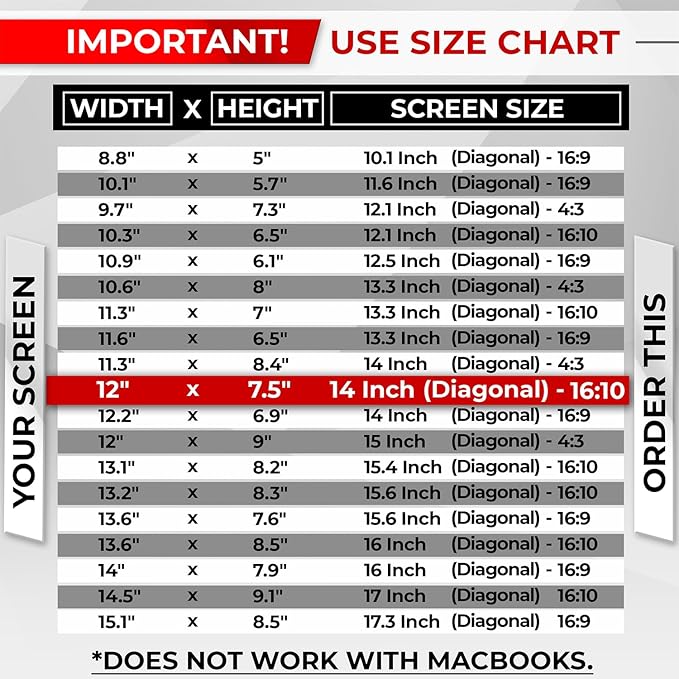 Magnetic Laptop Privacy Screen 14 Inch 16:10 - Removable Computer Privacy Filter Shield and Protector
