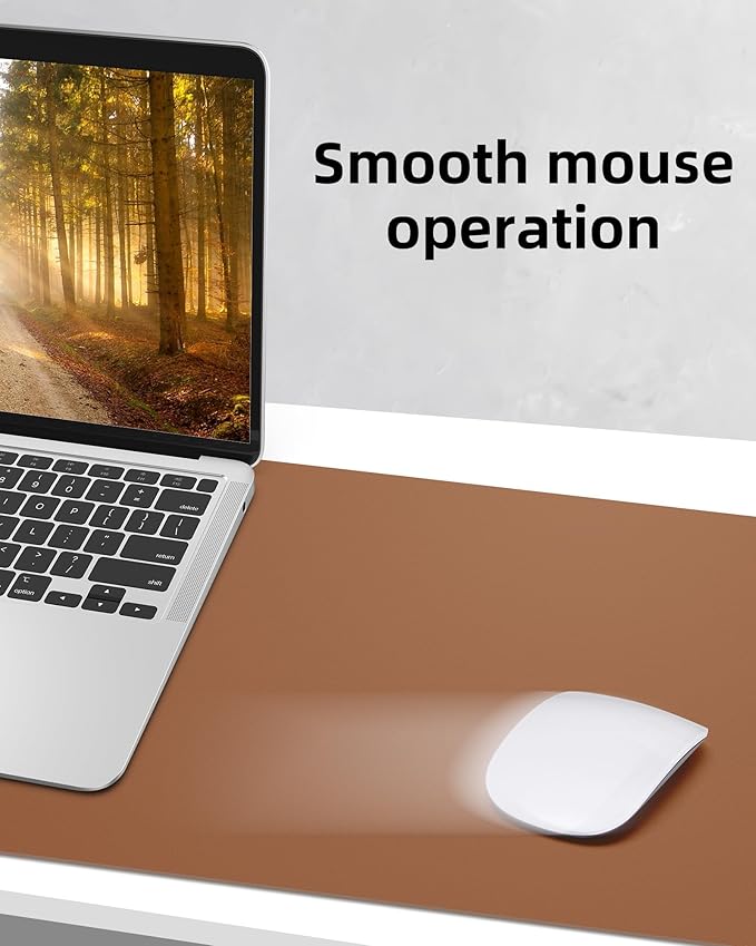 Leather Desk Pad Protector,Mouse Pad,Office Desk Mat, Non-Slip PU Leather Desk Blotter,Large Desk mat,Waterproof Keyboard mat for Office/Home/Decor (Brown,48" x 24")