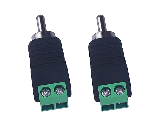 RCA Plugs for Speaker Wire, RCA to AV Screw Terminal Connector, Phono RCA Male Plug Solderless Converter Audio/Video Speaker Wire Connectors Solderless Adapter(12 Pack)