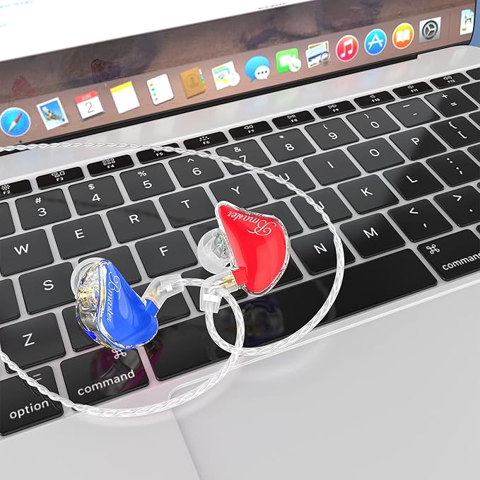 BASN in-Ear Monitors, Bmaster Triple Driver HiFi Stereo Noise-Isolating IEM Headphones with Enhanced Bass for Drummers Musicians (PRO Red/Blue)