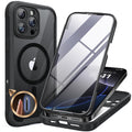 Miracase Magnetic for iPhone 16 Pro Case Full-Body Phone with Built-in Glass Screen Protector, [Compatible with MagSafe] Military Drop Proof 16 Pro Cover Bumper 6.3 inch, Black