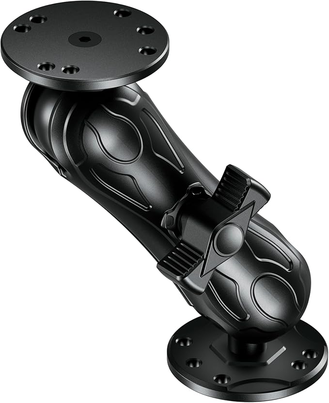 Aluminum Alloy Fish Finder Mount with 1.5" Ball AMPS Hole Round Plates, 5.7" Medium Arm Marine Electronic Mount Tablet Holder for Garmin, Lowrance, Humminbird, Raymarine and More