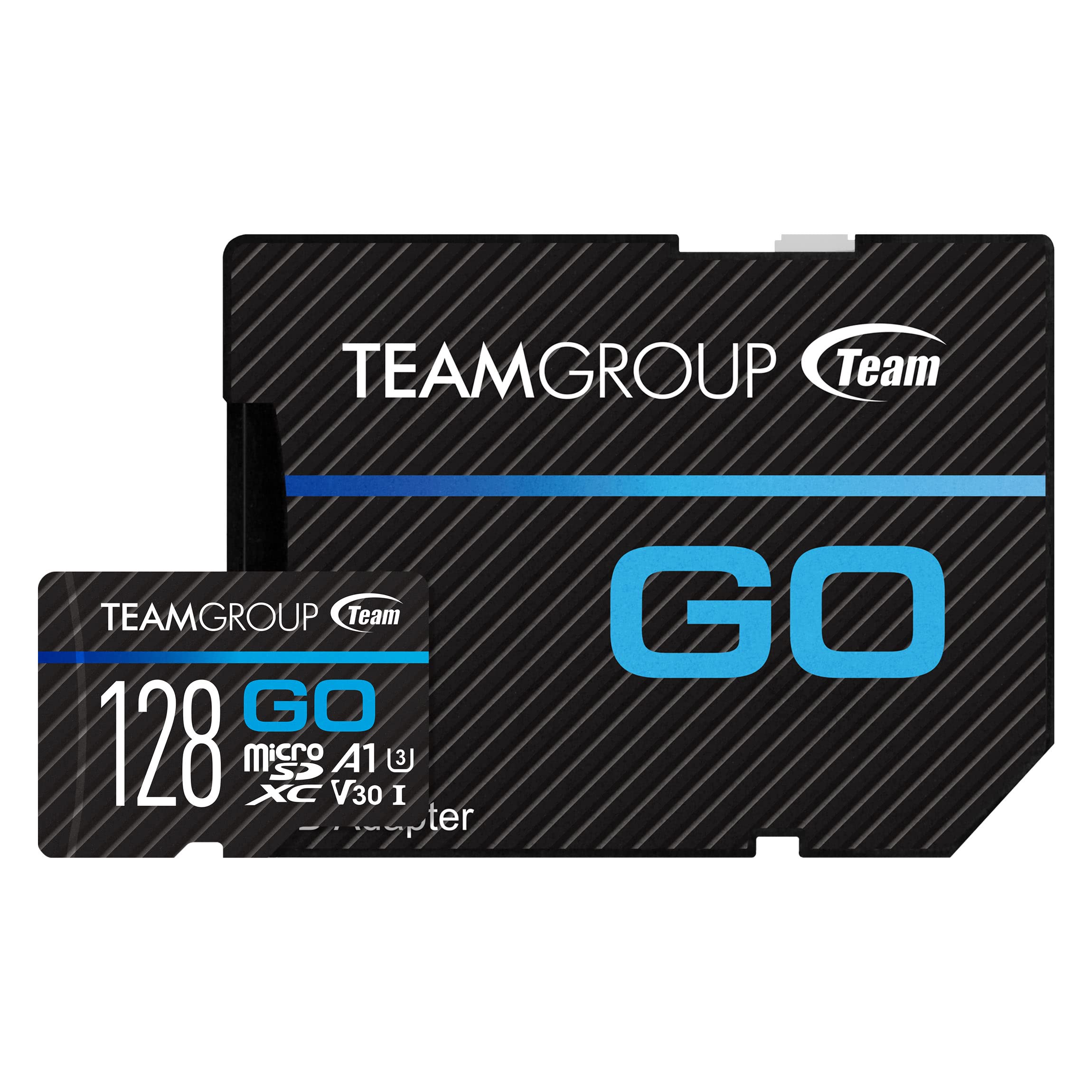 TEAMGROUP GO Card 128GB x 2 Pack MicroSDXC UHS-I U3 V30 4K for Action Cameras & Drone High Speed Flash Memory Card with Adapter for Outdoor Sports&Vlog, 4K Shooting,GoPro&Insta360&DJI TGUSDX128GU364