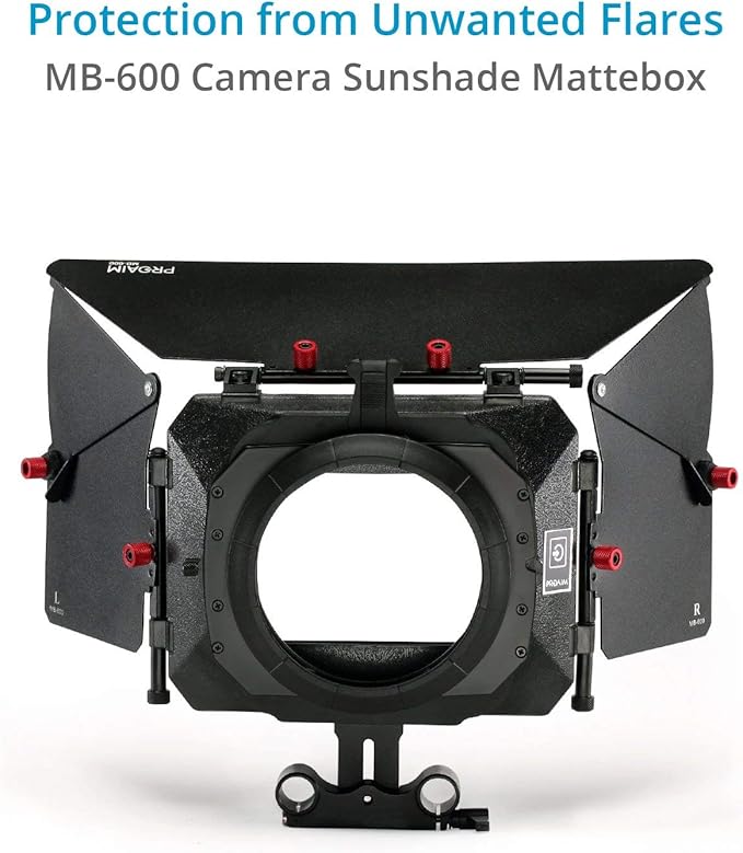 Camera Shoulder Support Rig Kit with Cage & Matte Box for DSLRs Video Camcorder. Adjustable Brackets & Handles. Fits Multiple Lenes Diameter up to 95m. 4x4 Filter Holders. (FC-02)