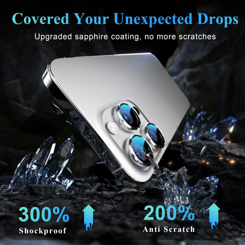 YWXTW Camera Lens Protector for iPhone 16 Pro/iPhone 16 Pro Max, [1 Step Installation Tray] Tempered Glass Screen Protector Metal Individual Camera Cover Accessories Case Friendly (White Titanium)