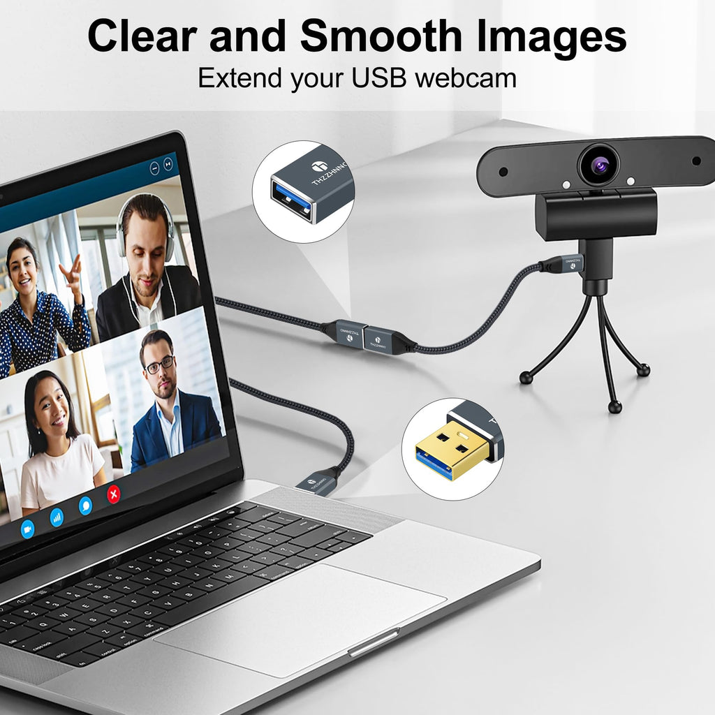 Thzzhnno USB 3.0 Extension 26FT, USB Male to Female USB 3.0 Extender Cable for Webcam, Camera, Phone, USB hub, Mouse, Keyboard, Printer, Hard Drive, Headset