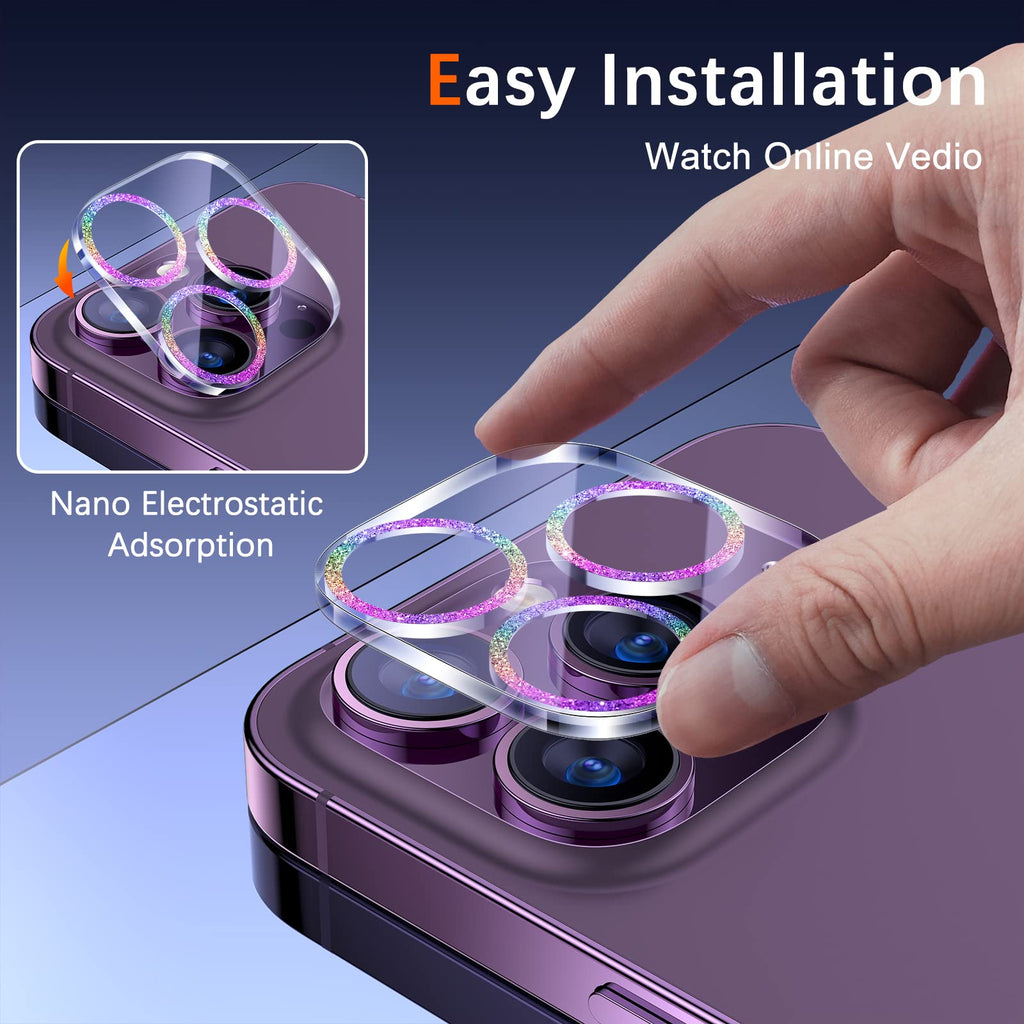 UniqueMe 3 PK for iPhone 14 Pro Max/14 Pro Camera Lens Protector-Colorful
