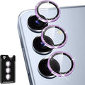 for Samsung Galaxy S25 Plus Camera Lens Protector, Individual Metal Ring Tempered Glass Lens Cover, [Strong Adsorption] Scratch Resistant Ultra-Thin HD Clear Lens Cover, 1 Set-Purple Sparkly