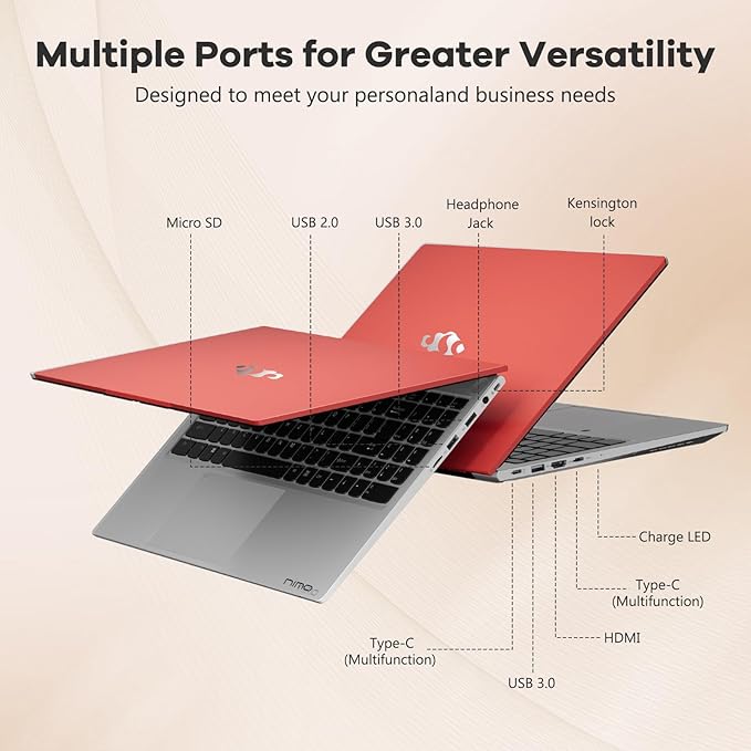 NIMO 15.6" IPS FHD-Gaming-Laptop, 6 Cores AMD Ryzen 5 6600H 32GB DDR5 RAM 1TB SSD (Beat i7-1165G7 up to 4.5GHz) 660M 6nm GPU-Computer with 100W Type-C Backlit Keyboard, Fingerprint