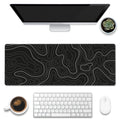 Eflxamz Desk Mat,Black Topographic Contour Map Desk Pad,Topographic Contour Large Gaming Mouse Pad for Desk,Extended Big Computer Keyboard Mouse Pad with Non-Slip Base and Stitched Edge,31.5"x11.8"